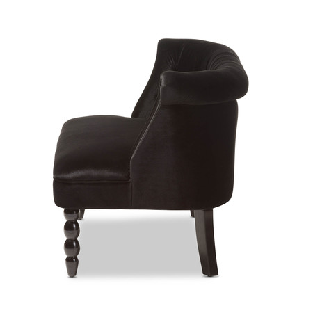 Baxton Studio Flax Black Velvet Upholstered 2-seater Loveseat 143-8100